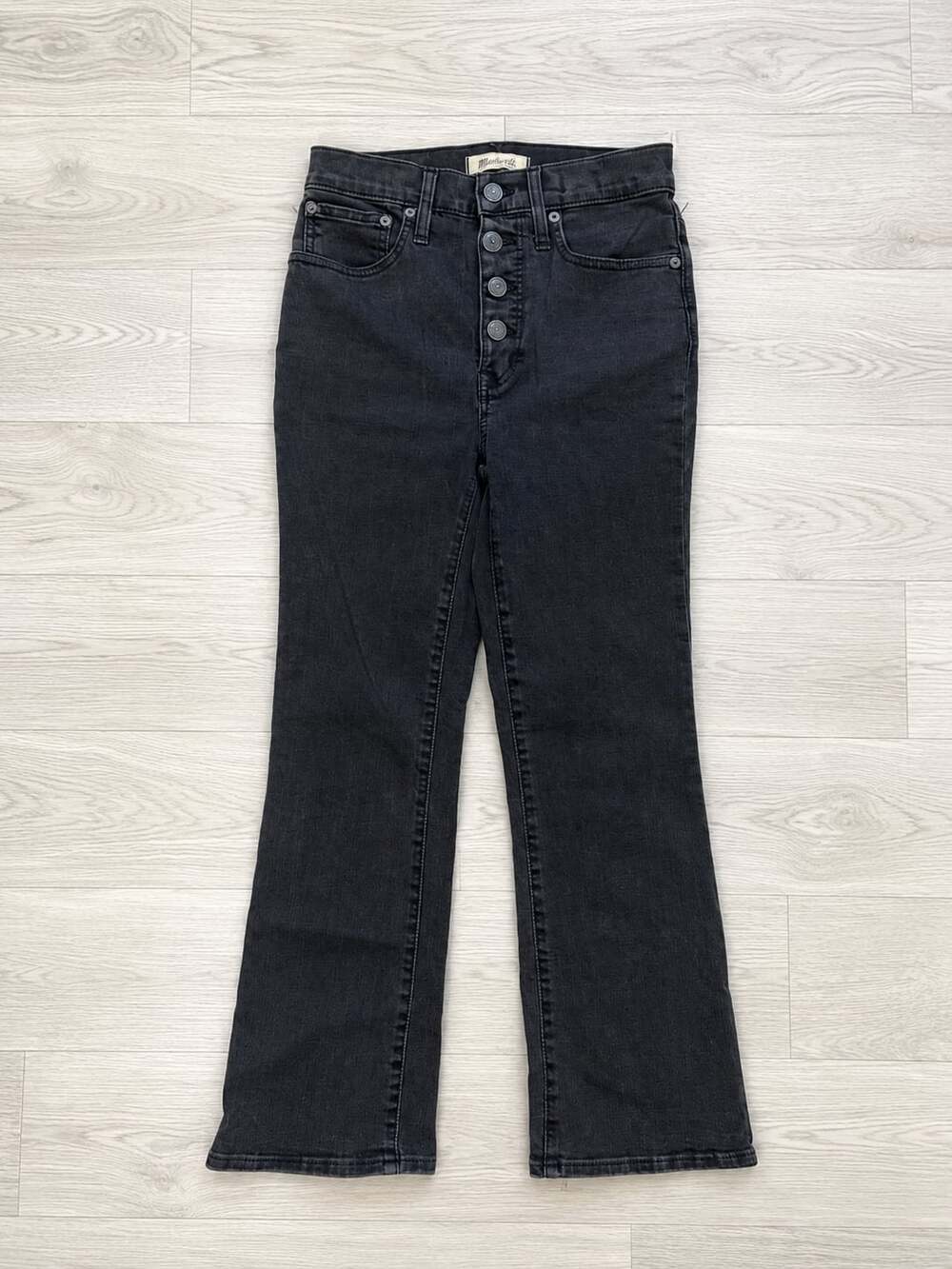 Madewell black bootcut High-Rise Exposed Button Fly Jeans Sz 24
